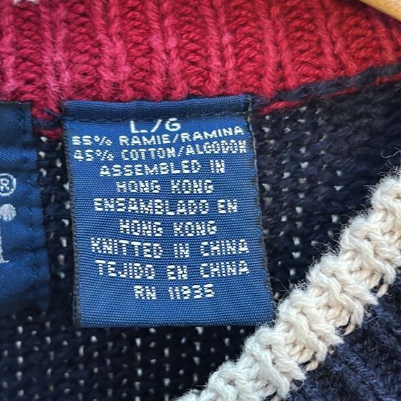 Par Four Argyle Color Blocked Argyle Diamond Sweater Size L Navy Red Vintage - Picture 5 of 6